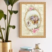 Quadro Decorativo Carrinho De Flores 24X18Cm