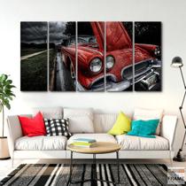 Quadro Decorativo Carro Antigo Vermelho 140x65