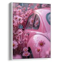 Quadro decorativo Carro Encantado Entre as Flores Rosadas - Art Canvas