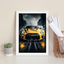 Quadro Decorativo Carro Esportivo Preto E Amarelo 33x24cm - com vidro