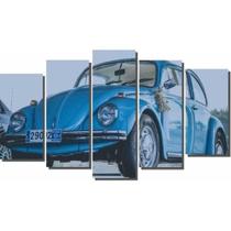 Quadro Decorativo Carro Fusca Azul Para Sala Escritorio Quarto Kit 5 peças Mosaico