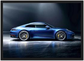 Quadro Decorativo Carro Porsche Azul Quartos Salas Decoração Com Moldura