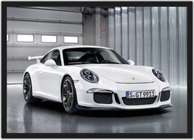 Quadro Decorativo Carro Porsche Branco Quartos Salas Decoração Com Moldura - Vital Quadros