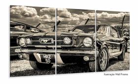 Quadro Decorativo Carro Retro 3 partes 120x60 em tecido