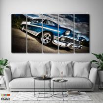 Quadro Decorativo Carro Retro Azul 140x65