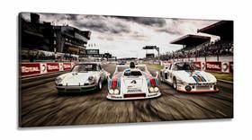 Quadro Decorativo Carros De Corrida Em Tecido Canvas 130x60