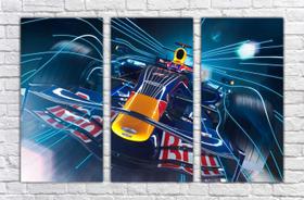Quadro Decorativo Carros Fórmula 1 Quartos Salas Com 3 peças Com Moldura