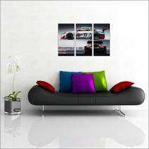 Quadro Decorativo Carros Porsche Quartos e Salas Decorações 3 peças Com Moldura