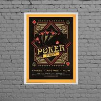 Quadro Decorativo Cart Poker Night 24X18Cm Moldura Branca
