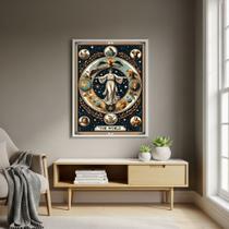 Quadro Decorativo Carta de Tarô O Mundo - 70x50cm Cor:Moldura Branca