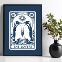 Quadro Decorativo Carta Tarot - Pinguins 33X24Cm - Com Vidro