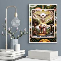 Quadro Decorativo Carta Tarot The Lovers- Floral 24x18cm - com vidro