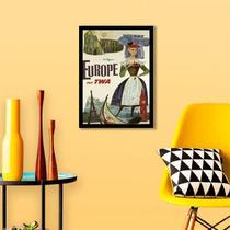 Quadro Decorativo Cartaz Vintage Cia Aérea Europe