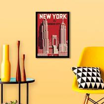 Quadro Decorativo Cartaz Vintage New York 45x34cm Quadro Decorativo Cartaz Vintage New York 45x34cm