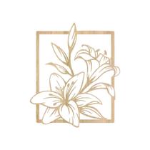 Quadro Decorativo Carvalho Branco Mdf Flor Lírios 40X20Cm Quadro Decorativo Carvalho Branco Mdf Flor Lírios 40X20Cm