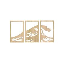 Quadro Decorativo Carvalho Branco Mdf Ondas 40X20Cm Quadro Decorativo Carvalho Branco Mdf Ondas 40X20Cm