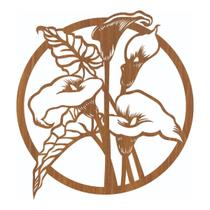 Quadro Decorativo Carvalho Mdf Flor Copo De Leite 40X20Cm Quadro Decorativo Carvalho Mdf Flor Copo De Leite 40X20Cm