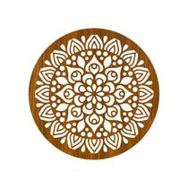 Quadro Decorativo Carvalho Mdf Mandala Floral 40X20Cm