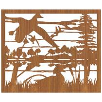 Quadro Decorativo Carvalho Mdf Patos Selvagens 40X20Cm Quadro Decorativo Carvalho Mdf Patos Selvagens 40X20Cm