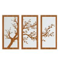 Quadro Decorativo Carvalho Mdf Trio Arvores Outono 40X20Cm