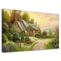 Quadro Decorativo Casa Campo Jardim Florido 60x40cm Sala Quarto Tela Canvas Borda infinita Quadro Decorativo Casa Campo Jardim Florido 60x40cm Sala Quarto Tela Canvas Borda infinita