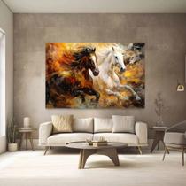 Quadro Decorativo Casal De Cavalos Pintura Elegante Sala Tecido Canvas Quadro Decorativo Casal De Cavalos Pintura Elegante Sala Tecido Canvas