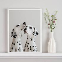 Quadro Decorativo Casal De Dálmatas 24x18cm - com vidro