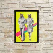 Quadro Decorativo Casal De Gatos Humanos 24x18cm Quadro Decorativo Casal De Gatos Humanos 24x18cm