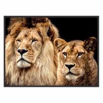Quadro Decorativo Casal de Leões 90x60 para Sala Quarto Hall Quadro Decorativo Casal de Leões 90x60 para Sala Quarto Hall