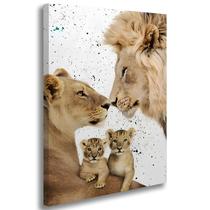 Quadro Decorativo Casal Leão e Leoa Com Filhotes Tela Grande Sala Quarto Escritorio Cozinha Tecido Canvas 85x60cm Quadro Decorativo Casal Leão e Leoa Com Filhotes Tela Grande Sala Quarto Escritorio Cozinha Tecido Canvas 85x60cm