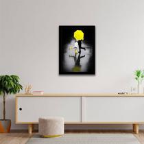 Quadro Decorativo Casal na Chuva com Sombrinha Amarela 45x34cm Quadro Decorativo Casal na Chuva com Sombrinha Amarela 45x34cm