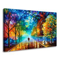 Quadro Decorativo Casal Parque Imagem Pintura Colorida Sala Quarto Tela Canvas 55x90 cm
