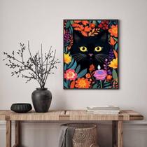 Quadro Decorativo Cat In The Garden 45X34Cm - Com Vidro Quadro Decorativo Cat In The Garden 45X34Cm - Com Vidro