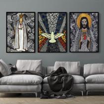 Quadro decorativo catolico Nossa Senhora Jesus Espirito Santo