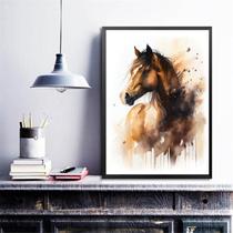 Quadro Decorativo Cavalo- Aquarela 33x24cm - com vidro Quadro Decorativo Cavalo- Aquarela 33x24cm - com vidro