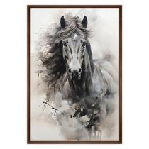 Quadro Decorativo Cavalo Aquarela Moldura Cx Alta 100x66 Titulo Moldura Madeira