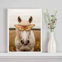 Quadro Decorativo Cavalo Com Borboleta 24x18cm - com vidro