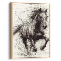 Quadro decorativo Cavalo Galopante na Tempestade das Linhas Inquietas - Art Canvas