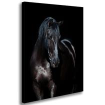 Quadro Decorativo Cavalo Negro Tela Grande Sala Quarto Escritório Tecido Canvas 80x50cm Quadro Decorativo Cavalo Negro Tela Grande Sala Quarto Escritório Tecido Canvas 80x50cm