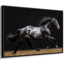 Quadro decorativo Cavalo Preto Majestoso em Noite de Tempestade - Art Canvas