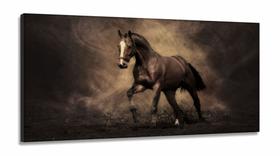 Quadro Decorativo Cavalo Preto Sala Quarto em Tecido Canvas 130x60