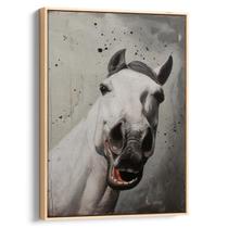 Quadro decorativo Cavalo Risonho no Horizonte Abstrato Cinza - Art Canvas