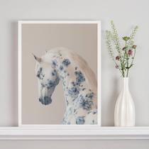 Quadro Decorativo Cavalo Soft Flores Azuis 24x18cm Quadro Decorativo Cavalo Soft Flores Azuis 24x18cm