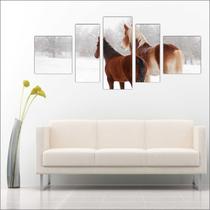 Quadro Decorativo Cavalos Animais Salas Quartos 5 Peças Decorar TT11