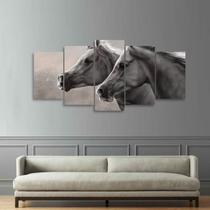 Quadro decorativo Cavalos Artístico Mosaico 5 Peças 125x60