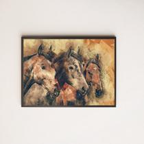 Quadro Decorativo Cavalos Artísticos 24x18cm - com vidro