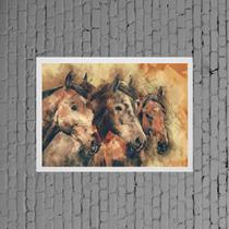 Quadro Decorativo Cavalos Artísticos 24X18Cm Preto