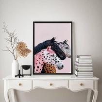 Quadro Decorativo Cavalos Coloridos 24X18Cm