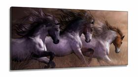 Quadro Decorativo Cavalos Correndo em Tecido Canvas 130x60 Quadro Decorativo Cavalos Correndo em Tecido Canvas 130x60