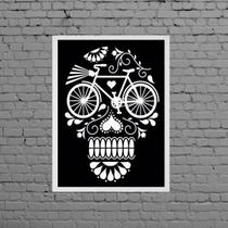 Quadro Decorativo Caveira Bicicleta 33X24Cm - Com Vidro Quadro Decorativo Caveira Bicicleta 33X24Cm - Com Vidro